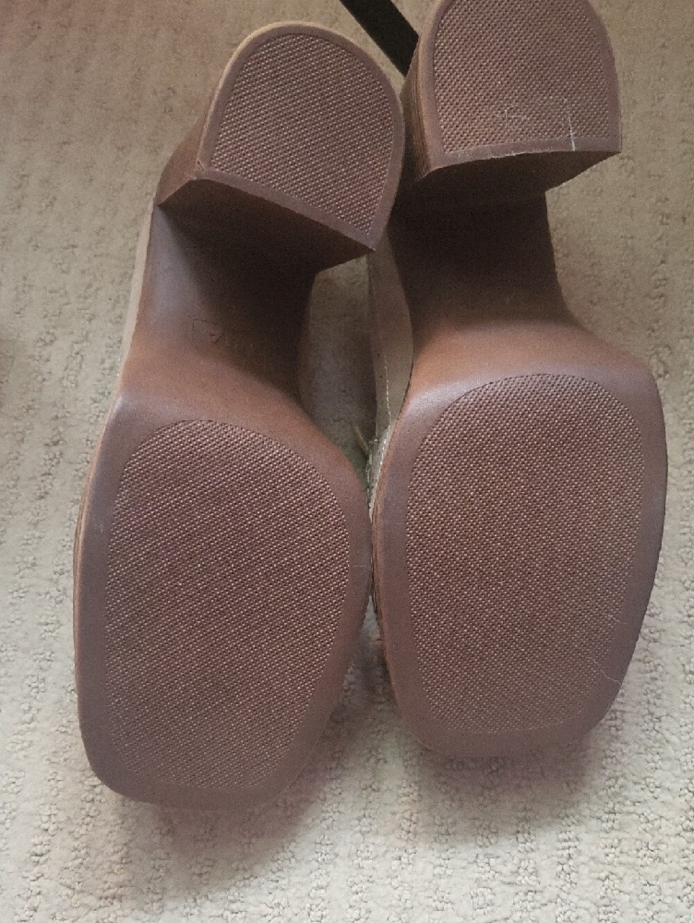 MIA Tan Suede Penny Loafer Heels with Brogue Detail - Picture 2 of 4